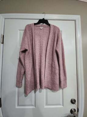 Maurices Open Front Long Sleeve Cardigan Size Large Dusty Pink